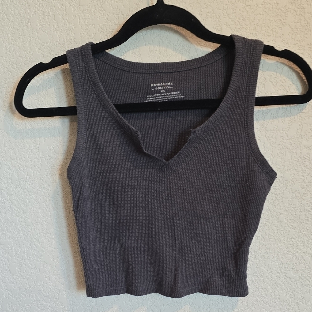 Homegirl Society Charcoal Ribbed Tank Top